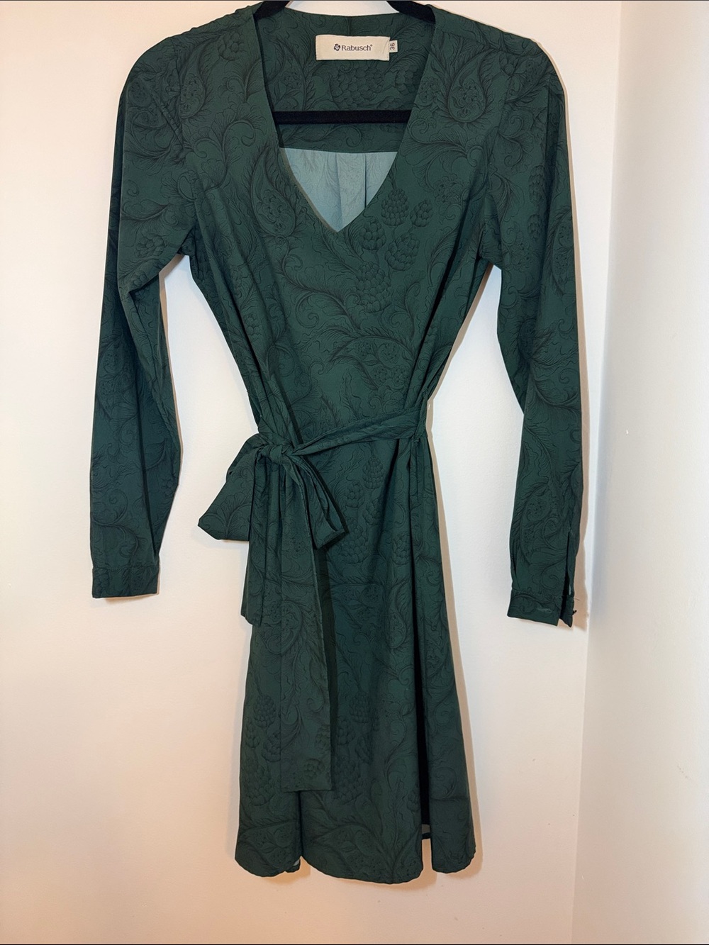 Forest Green Long-Sleeve Wrap Dress